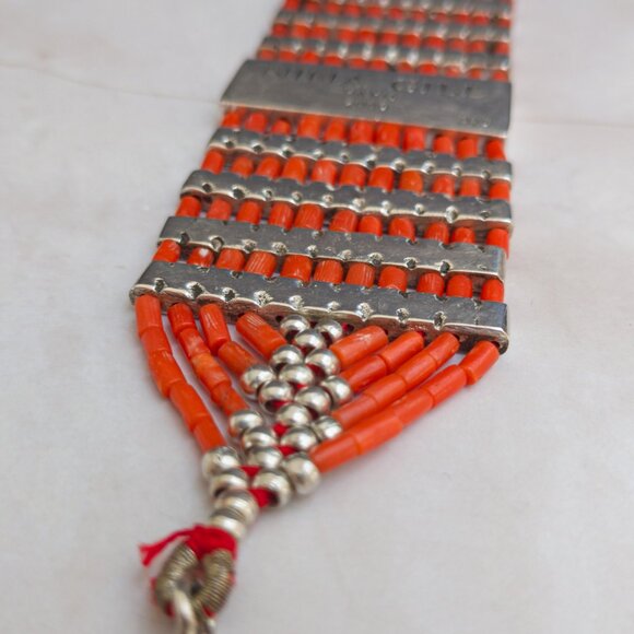 Nina Gill Paris Coral & Sterling Wide Bracelet (83.7g) - Picture 4 of 10